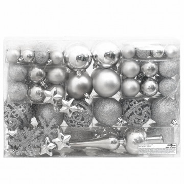 Set globuri de Crăciun 111 buc., argintiu, polistiren - Img 2