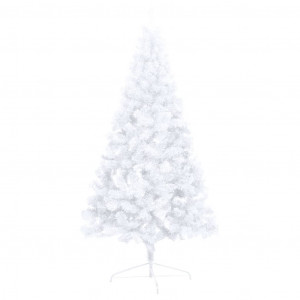 Set jumătate brad Crăciun artificial LEDuri&globuri, alb 210 cm - Img 8