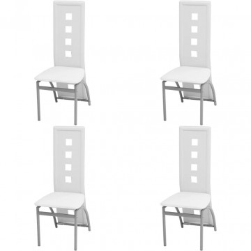 Set masă cu scaune, 5 piese, alb - Img 4