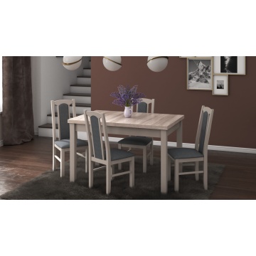 Set masa extensibila 120x150cm cu 4 scaune tapitate, mb-13 max5 si s-37 boss7 s11, sonoma, lemn masiv de fag, stofa - Img 1