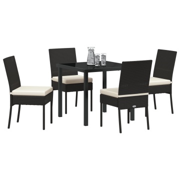 Set Masă Grădină 5 Piese Negru Poliratan - Img 3