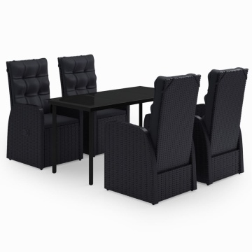 Set masă pentru grădină, 5 piese, cu perne, negru - Img 2