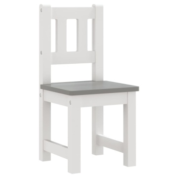 Set masă&scaun pentru copii, 3 piese, alb și gri, MDF - Img 4