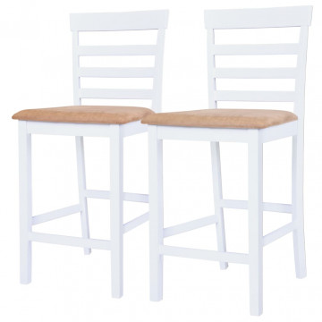 Set masă și scaune de bar, 3 piese, lemn masiv, maro și alb - Img 8