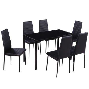 Set masă și scaune de bucătărie 7 piese, negru - Img 2