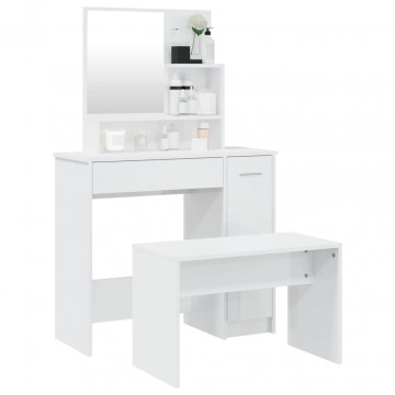 Set măsuță de toaletă, alb extralucios, 86,5x35x136 cm - Img 3