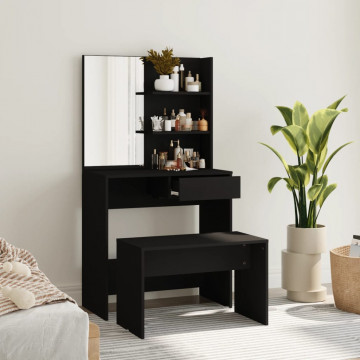 Set măsuță de toaletă, negru, 74,5x40x141 cm - Img 1