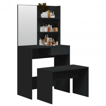 Set măsuță de toaletă, negru, 74,5x40x141 cm - Img 3