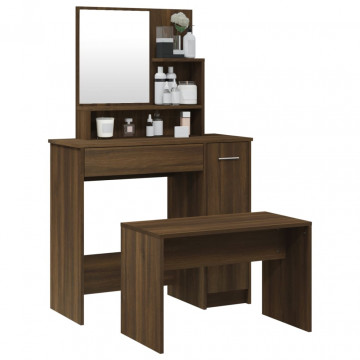 Set măsuță de toaletă, stejar maro, 86,5x35x136 cm - Img 3