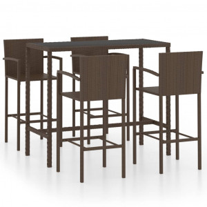 Set mobilier bar de grădină, 5 piese, maro, poliratan - Img 1