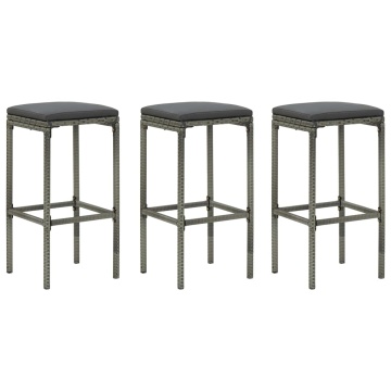 Set mobilier bar de grădină cu perne, 4 piese, gri - Img 3