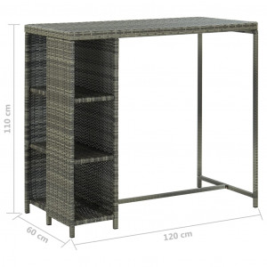 Set mobilier bar de grădină cu perne, 5 piese, gri, poliratan - Img 7