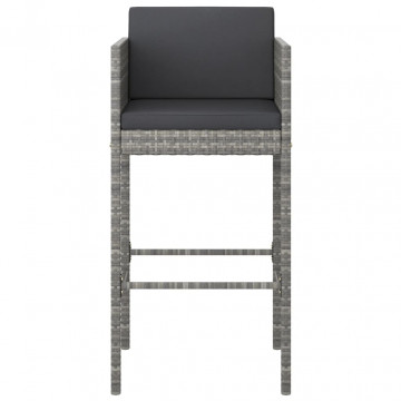 Set mobilier bar de grădină cu perne, 5 piese, gri, poliratan - Img 4