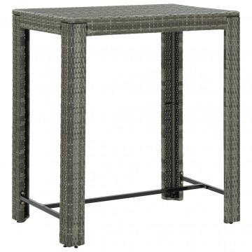 Set mobilier bar de grădină cu perne, 5 piese, gri, poliratan - Img 5