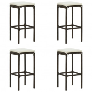 Set mobilier bar de grădină cu perne, 5 piese, maro, poliratan - Img 4