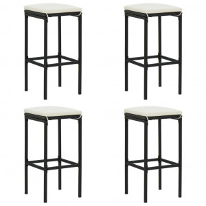 Set mobilier bar de grădină cu perne, 5 piese, negru, poliratan - Img 2