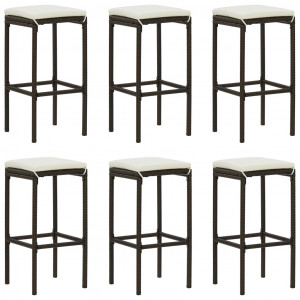 Set mobilier bar de grădină cu perne, 7 piese, maro, poliratan - Img 2