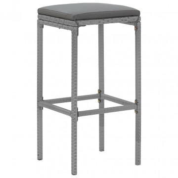Set mobilier bar de grădină, cu perne, 9 piese, gri, poliratan - Img 8