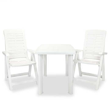 Set mobilier bistro, 3 piese, alb, plastic - Img 1