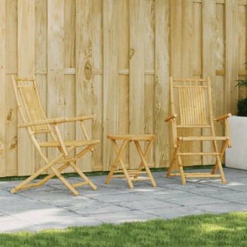 Set mobilier bistro, 3 piese, bambus - Img 1