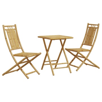 Set mobilier bistro, 3 piese, bambus - Img 2