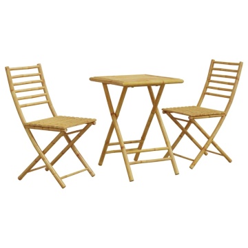 Set mobilier bistro, 3 piese, bambus - Img 2