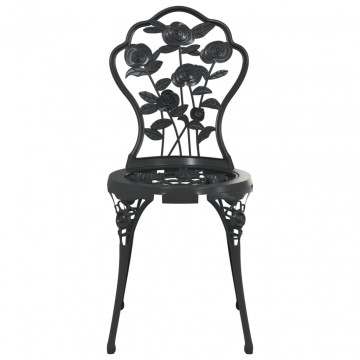 Set mobilier bistro, 3 piese, negru, aluminiu turnat - Img 5