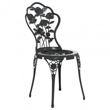 Set mobilier bistro, 3 piese, negru, aluminiu turnat - Img 8