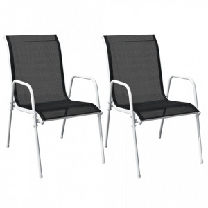 Set mobilier bistro, 3 piese, negru, oțel - Img 4