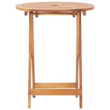 Set mobilier bistro, 3 piese, textil alb crem/lemn masiv - Img 5