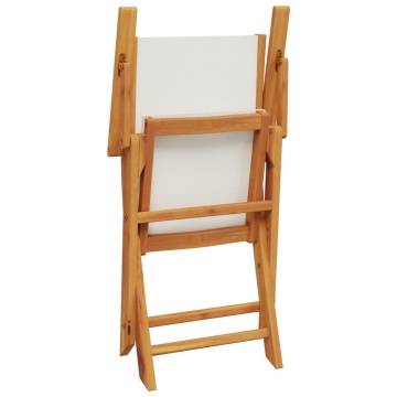Set mobilier bistro, 3 piese, textil alb crem/lemn masiv - Img 6