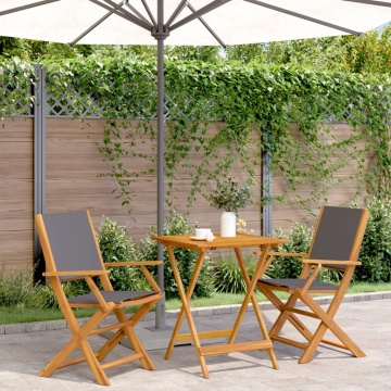 Set mobilier bistro, 3 piese, textil antracit/lemn masiv - Img 1