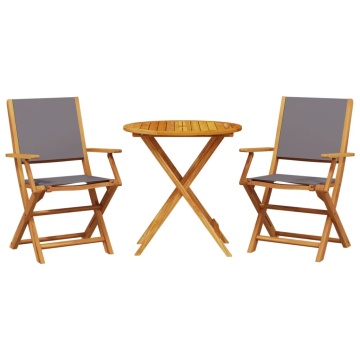 Set mobilier bistro, 3 piese, textil antracit/lemn masiv - Img 2
