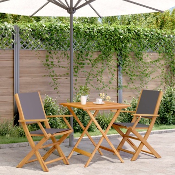 Set mobilier bistro, 3 piese, textil antracit/lemn masiv - Img 1