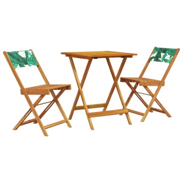 Set mobilier bistro, 3 piese, textil model frunze/lemn masiv - Img 2