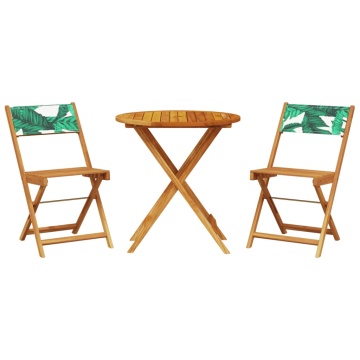 Set mobilier bistro, 3 piese, textil model frunze/lemn masiv - Img 2