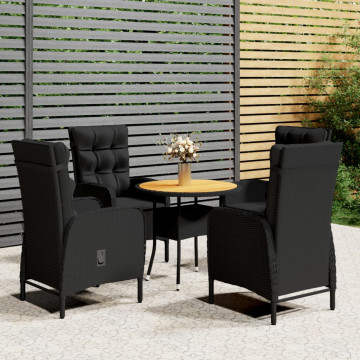 Set mobilier bistro de grădină, 5 piese, negru, poliratan - Img 1