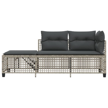 Set mobilier colțar grădină perne 3 piese gri deschis poliratan - Img 8