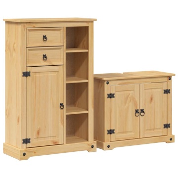 Set mobilier de baie „Corona”, 2 piese, lemn masiv de pin - Img 2