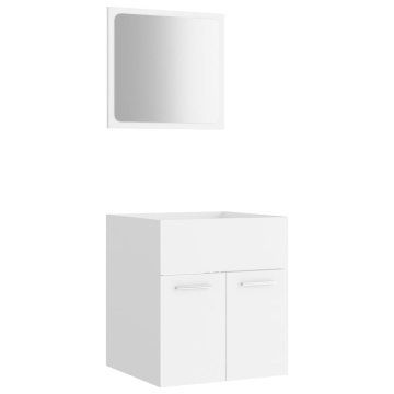 Set mobilier de baie, 2 piese, alb, PAL - Img 2