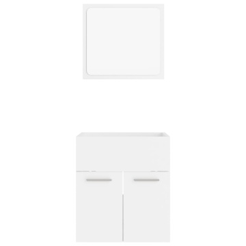 Set mobilier de baie, 2 piese, alb, PAL - Img 5