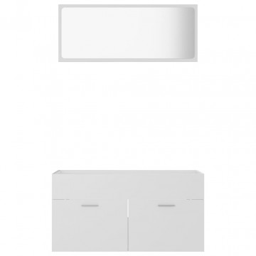 Set mobilier de baie, 2 piese, alb, PAL - Img 8