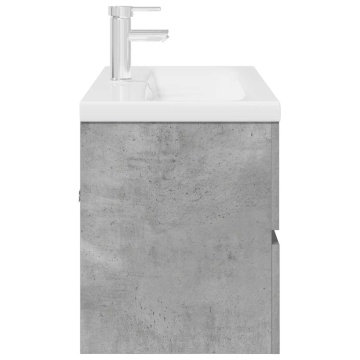 Set mobilier de baie, 2 piese, gri beton, lemn compozit - Img 6