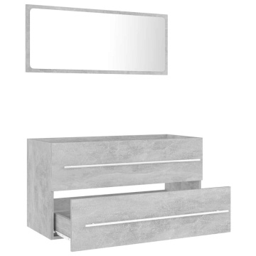 Set mobilier de baie, 2 piese, gri beton, PAL - Img 3