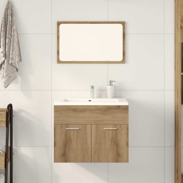 Set mobilier de baie, 2 piese, stejar artizanal, lemn prelucrat - Img 1