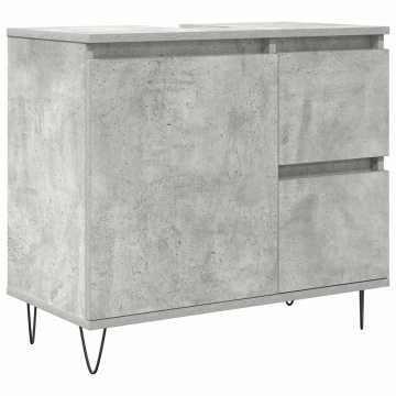Set mobilier de baie, 3 piese, gri beton, lemn compozit - Img 7