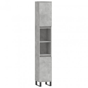 Set mobilier de baie, 3 piese, gri beton, lemn compozit - Img 8