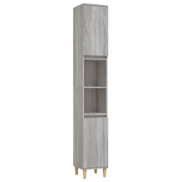 Set mobilier de baie, 3 piese, gri sonoma, lemn prelucrat - Img 5