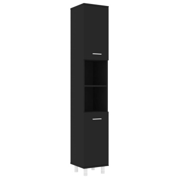 Set mobilier de baie, 3 piese, negru, lemn prelucrat - Img 7
