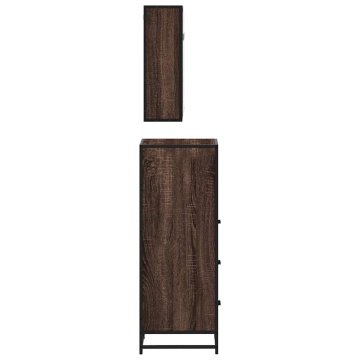 Set mobilier de baie, 3 piese, stejar maro, lemn prelucrat - Img 6